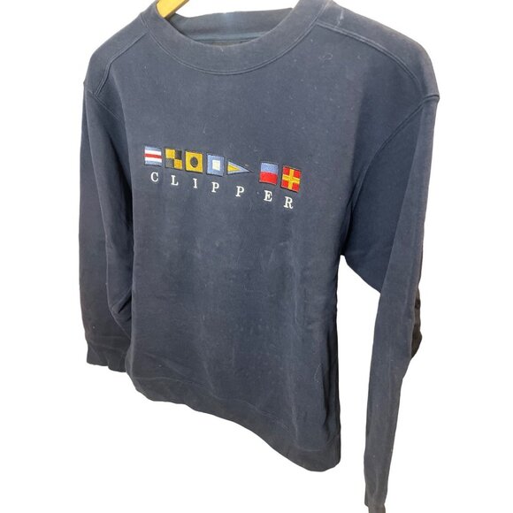 Ouray Navy Signal Flags Clipper Long Sleeve Crew Neck Pullover Sweatshirt Sz XS - Picture 3 of 10